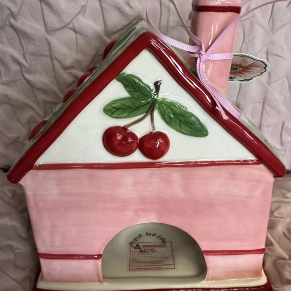 BLUE SKY CLAYWORKS SPRING SUMMER CHERRY PIE COTTAGE TEALIGHT HOLDER NEW - Picture 8 of 11